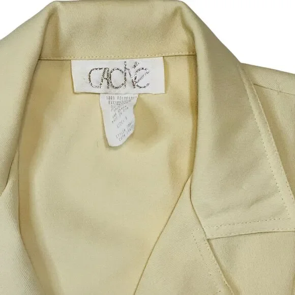 Vintage Cache Jumpsuit Dressy Pale Yellow Short Sleeve Belted Career Retro Sz 6 - Picture 5 of 11